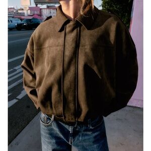 zara suede brown jacket